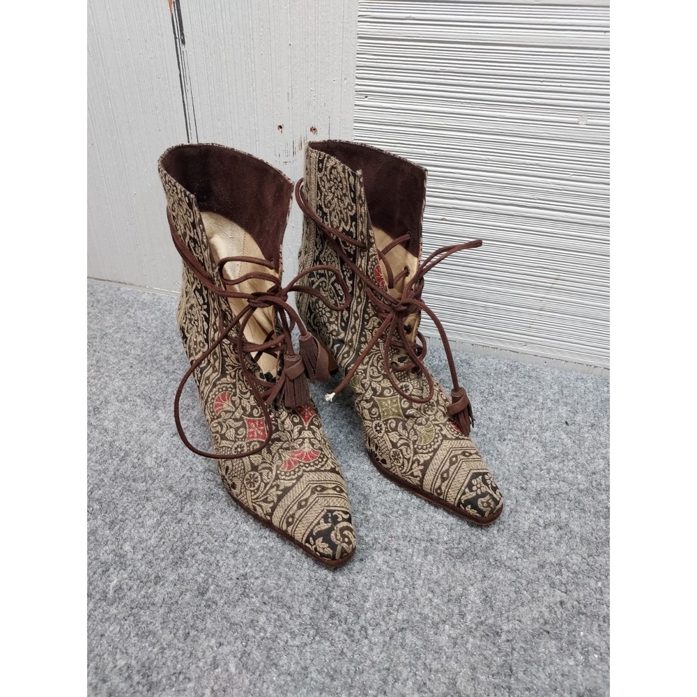 Sidonie Larizzi Paris Women Boots 36.5 Multicolor Lace Up Pointed Toe Outdoor